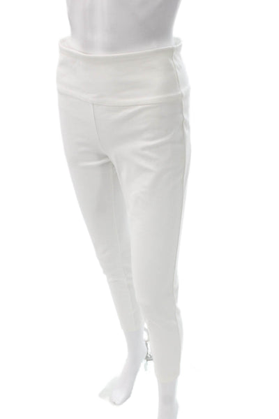 Theory Women Ankle Leggings White Cotton Pull On Solid Size S