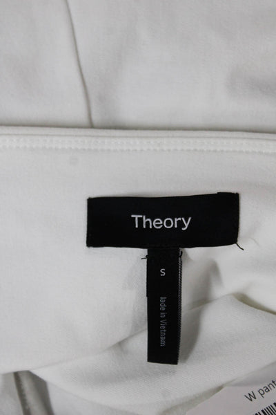 Theory Women Ankle Leggings White Cotton Pull On Solid Size S