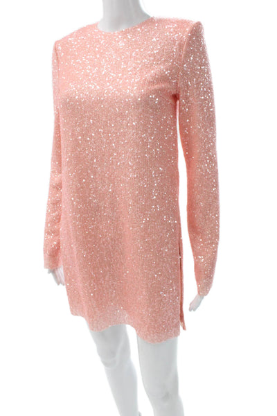 Stine Goya Women Shift Dress Pink Long Sleeve Size 2XS