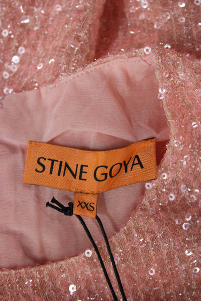 Stine Goya Women Shift Dress Pink Long Sleeve Size 2XS