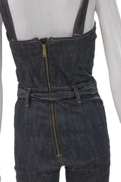 DL1961 Womens Sleeveless Square Neck Blue Cotton Jumpsuit Buckle Size S