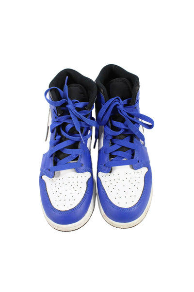 Nike Childrens Boys Air Jordan 1 Mid Game Royal Sneakers Blue Black Size 7