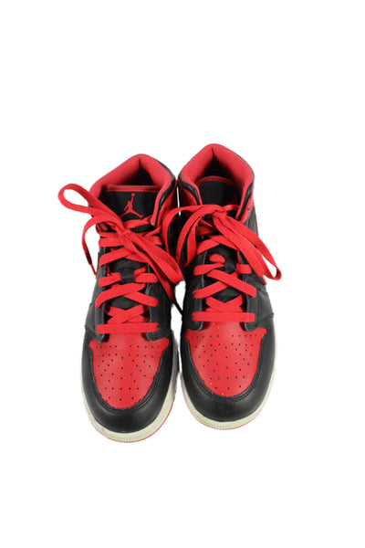 Nike Childrens Boys Air Jordan 1 Mid Alternate Bred Sneakers Black Red Size 6