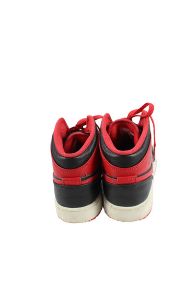 Nike Childrens Boys Air Jordan 1 Mid Alternate Bred Sneakers Black Red Size 6