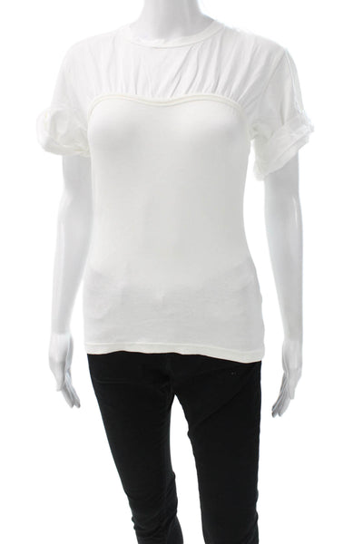 A.L.C. Womens Basic White Cotton Round Neck Short Sleeve T-Shirt Size S