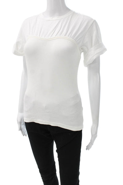 A.L.C. Womens Basic White Cotton Round Neck Short Sleeve T-Shirt Size S