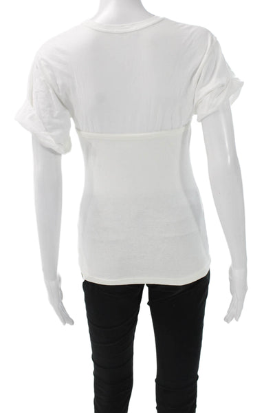 A.L.C. Womens Basic White Cotton Round Neck Short Sleeve T-Shirt Size S