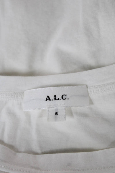 A.L.C. Womens Basic White Cotton Round Neck Short Sleeve T-Shirt Size S