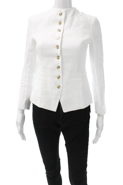 Reformation Womens Tailored Jacket White Linen Button Long Sleeve Size 2