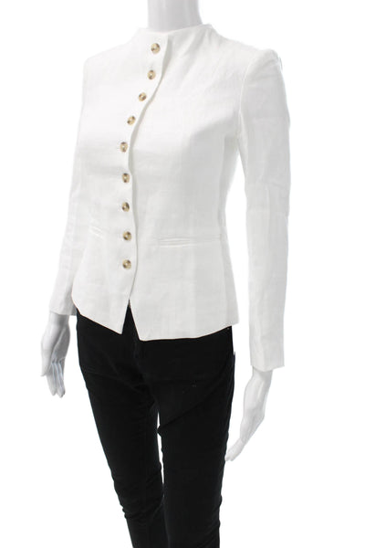 Reformation Womens Tailored Jacket White Linen Button Long Sleeve Size 2
