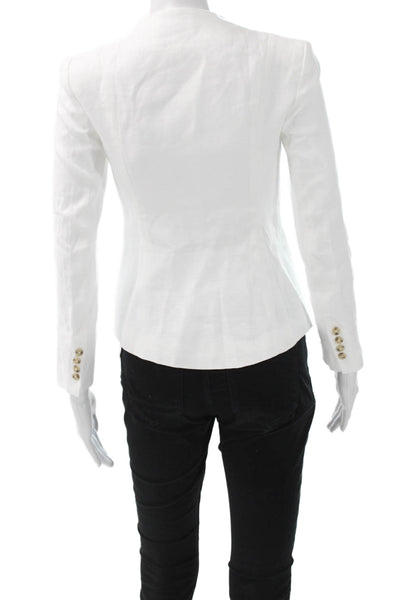 Reformation Womens Tailored Jacket White Linen Button Long Sleeve Size 2