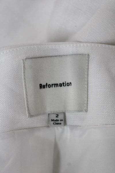Reformation Womens Tailored Jacket White Linen Button Long Sleeve Size 2