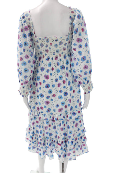 Love Shack Fancy Women Fit & Flare Dress White Cotton Square Neck Size PP