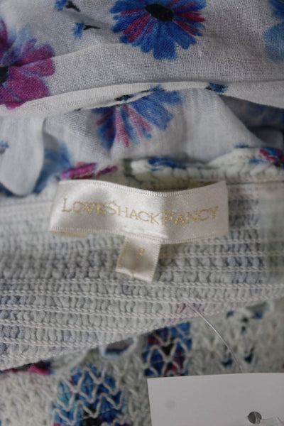 Love Shack Fancy Women Fit & Flare Dress White Cotton Square Neck Size PP