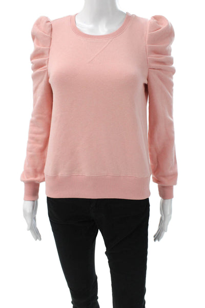 Rebecca Minkoff Women Pink Cotton Crew Neck Pullover Long Sleeve Solid Size 2XS