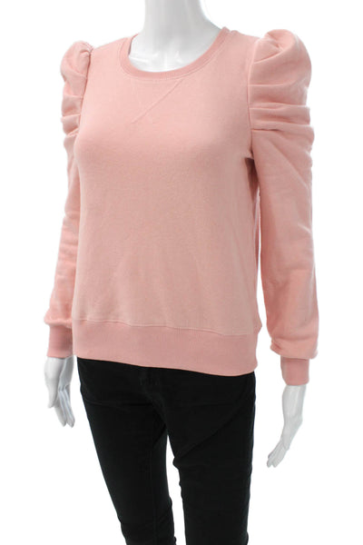 Rebecca Minkoff Women Pink Cotton Crew Neck Pullover Long Sleeve Solid Size 2XS