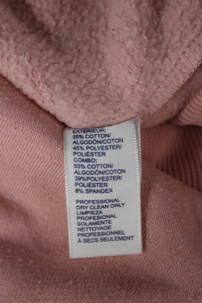 Rebecca Minkoff Women Pink Cotton Crew Neck Pullover Long Sleeve Solid Size 2XS