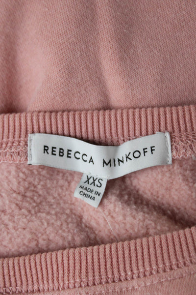 Rebecca Minkoff Women Pink Cotton Crew Neck Pullover Long Sleeve Solid Size 2XS