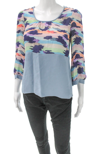 Marc By Marc Jacobs Women Colorblock Scoop Neck 3/4 Sleeve Blouse Size 2