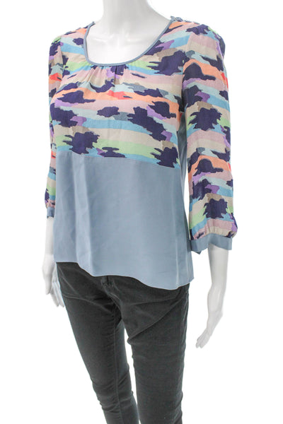Marc By Marc Jacobs Women Colorblock Scoop Neck 3/4 Sleeve Blouse Size 2