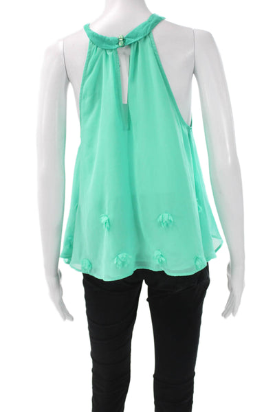 Free People Womens Floral Halter Sleeveless Blouse Green Size XS