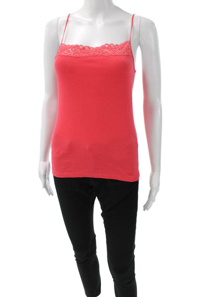 Hanro Womens Red Cotton Blend Square Neck Tank Sleeveless Size M