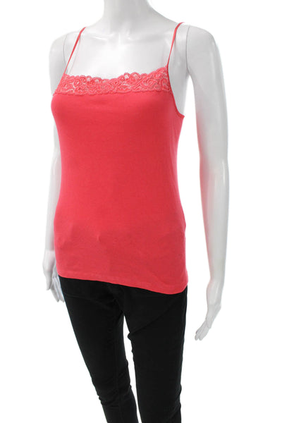 Hanro Womens Red Cotton Blend Square Neck Tank Sleeveless Size M