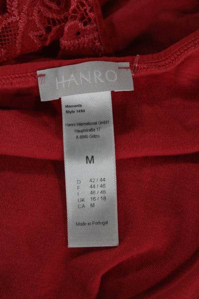 Hanro Womens Red Cotton Blend Square Neck Tank Sleeveless Size M