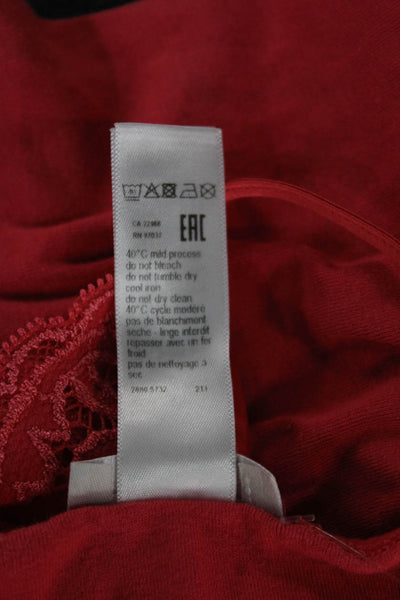 Hanro Womens Red Cotton Blend Square Neck Tank Sleeveless Size M