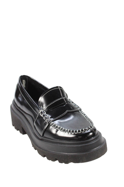 G.H. Bass and Co. Womens Patent Leather Platform Loafers Heels Black Size 7.5