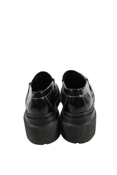 G.H. Bass and Co. Womens Patent Leather Platform Loafers Heels Black Size 7.5