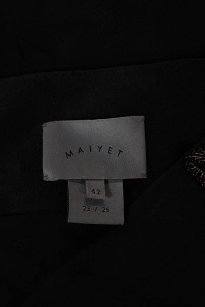 Maiyet Women Silk Cowl Neck Black Short Sleeve Basic Blouse Size 42