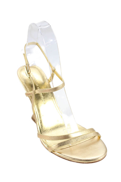 Sigerson Morrison Womens Willa Wedge Slingbacks Sandals Gold Size 37.5 7.5