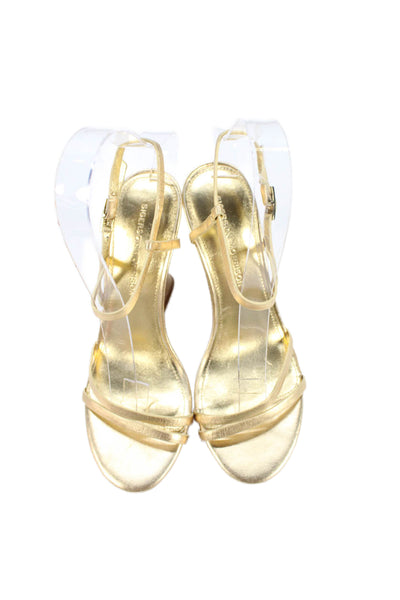 Sigerson Morrison Womens Willa Wedge Slingbacks Sandals Gold Size 37.5 7.5