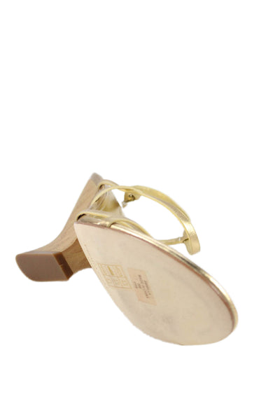 Sigerson Morrison Womens Willa Wedge Slingbacks Sandals Gold Size 37.5 7.5
