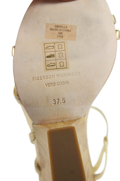 Sigerson Morrison Womens Willa Wedge Slingbacks Sandals Gold Size 37.5 7.5