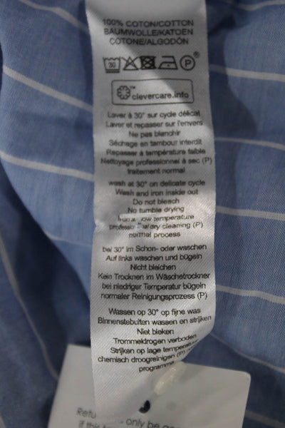 Saint James Women Shirt Dress Blue Cotton Collared Short Sleeve Size 8