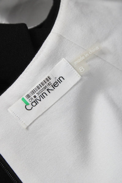 Calvin Klein Women Sheath Black Square Neck Short Sleeve Knee-Length Size 8