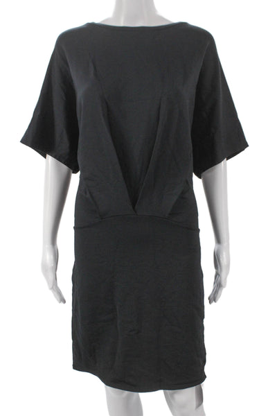 Athleta Women Black T-Shirt Dress Boat Neck Short Sleeve Size M