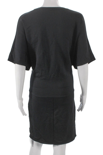 Athleta Women Black T-Shirt Dress Boat Neck Short Sleeve Size M