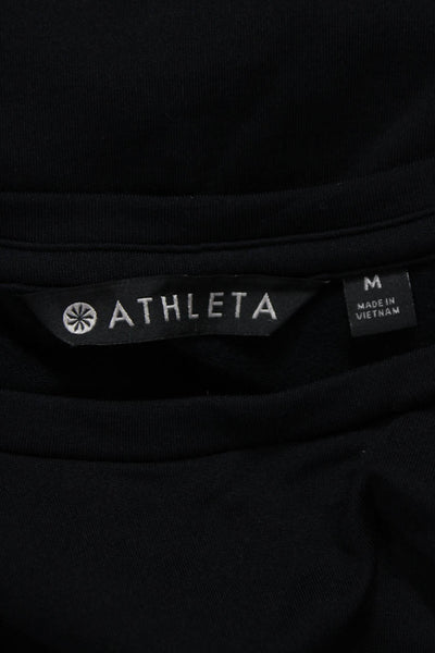 Athleta Women Black T-Shirt Dress Boat Neck Short Sleeve Size M