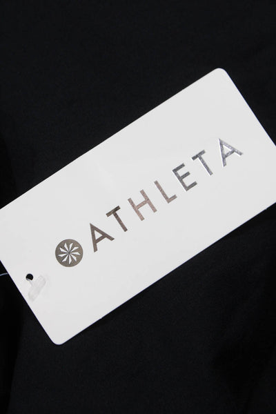 Athleta Women Black T-Shirt Dress Boat Neck Short Sleeve Size M