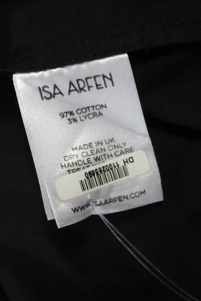 Isa Arfen Women Sleeveless V-Neck Sheath Dress Black Cotton Lycra Zip Size 10