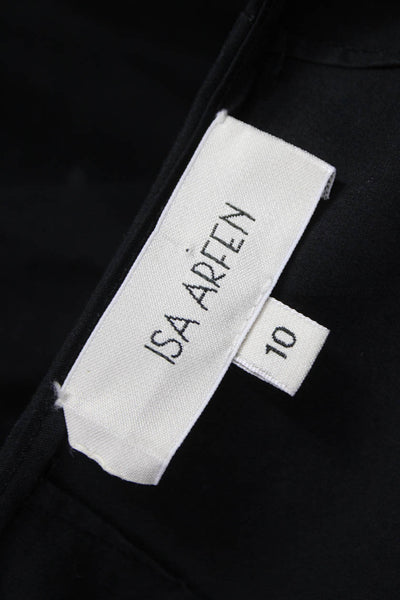 Isa Arfen Women Sleeveless V-Neck Sheath Dress Black Cotton Lycra Zip Size 10