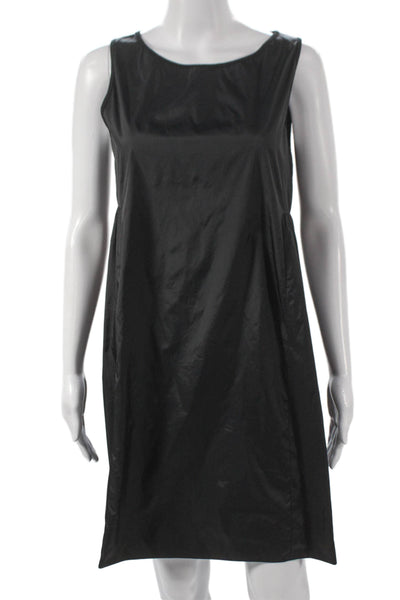 S Max Mara Women A-Line Jersey Boat Neck Knee Length Black Dress Size M