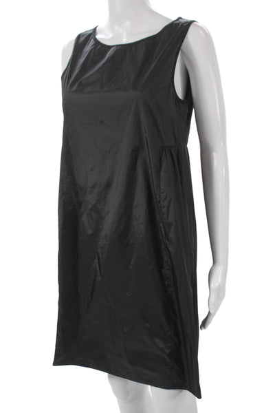 S Max Mara Women A-Line Jersey Boat Neck Knee Length Black Dress Size M