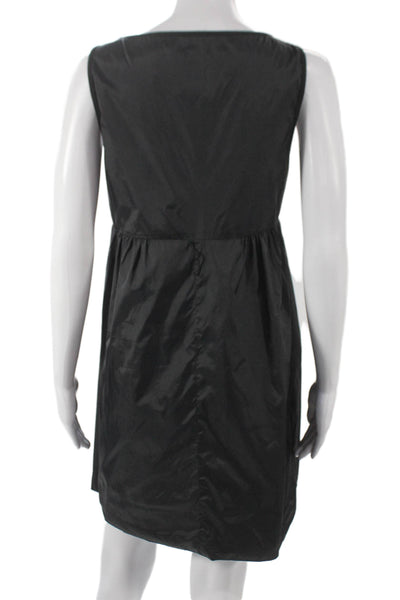 S Max Mara Women A-Line Jersey Boat Neck Knee Length Black Dress Size M