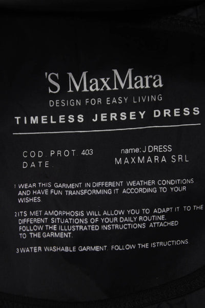 S Max Mara Women A-Line Jersey Boat Neck Knee Length Black Dress Size M