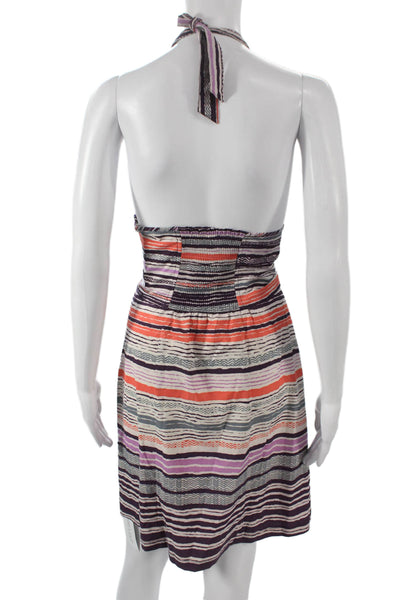 Athleta Womens Multicolor Striped Halter Wrap Dress Knee Length Size 8