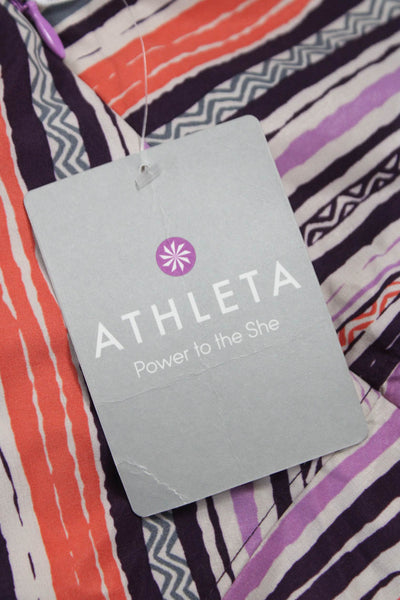 Athleta Womens Multicolor Striped Halter Wrap Dress Knee Length Size 8